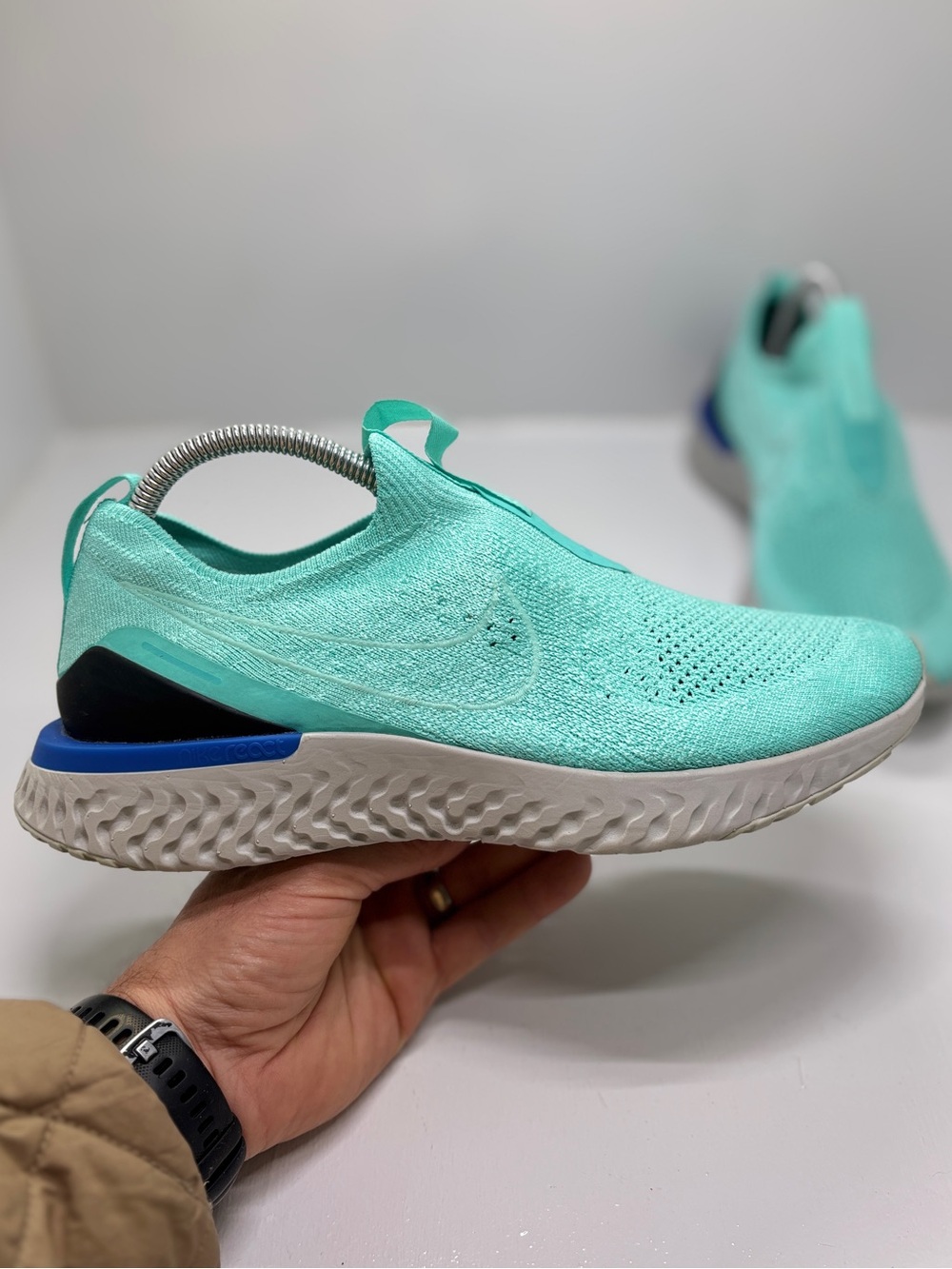 Nike React Phantom Run Flyknit Women's 11 Mint Aqua Running Shoes Slip On Sneake - Picture 12 of 12